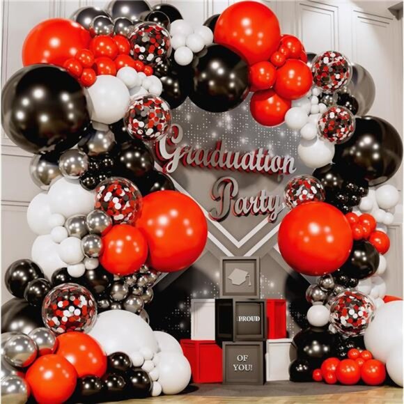 ALL-IN-1 Red Black and White Balloon Arch Kit for Red and Black Birthday Party - Picture 4 of 7